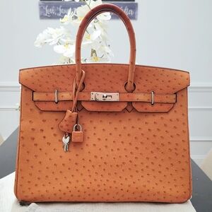 Hermès Birkin 35 Orange Ostrich Palladium Hardware 2006 Exotic Leather Rare